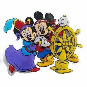 Vtg Disney 3D Molded Plastic Wall Hanging Mickey & Minnie  7”x 10” RARE